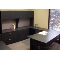 Black Executive 3 pc C / U Suite Desk with Extra Filing